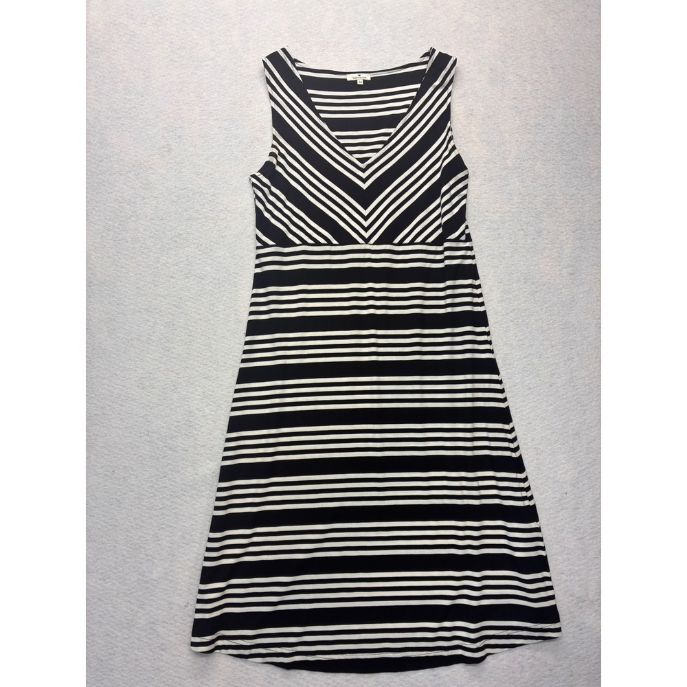 Tom Tailor Casual Sleeveless Midi Dress Nautical Chevron Striped 40 Black - Picture 4 of 11